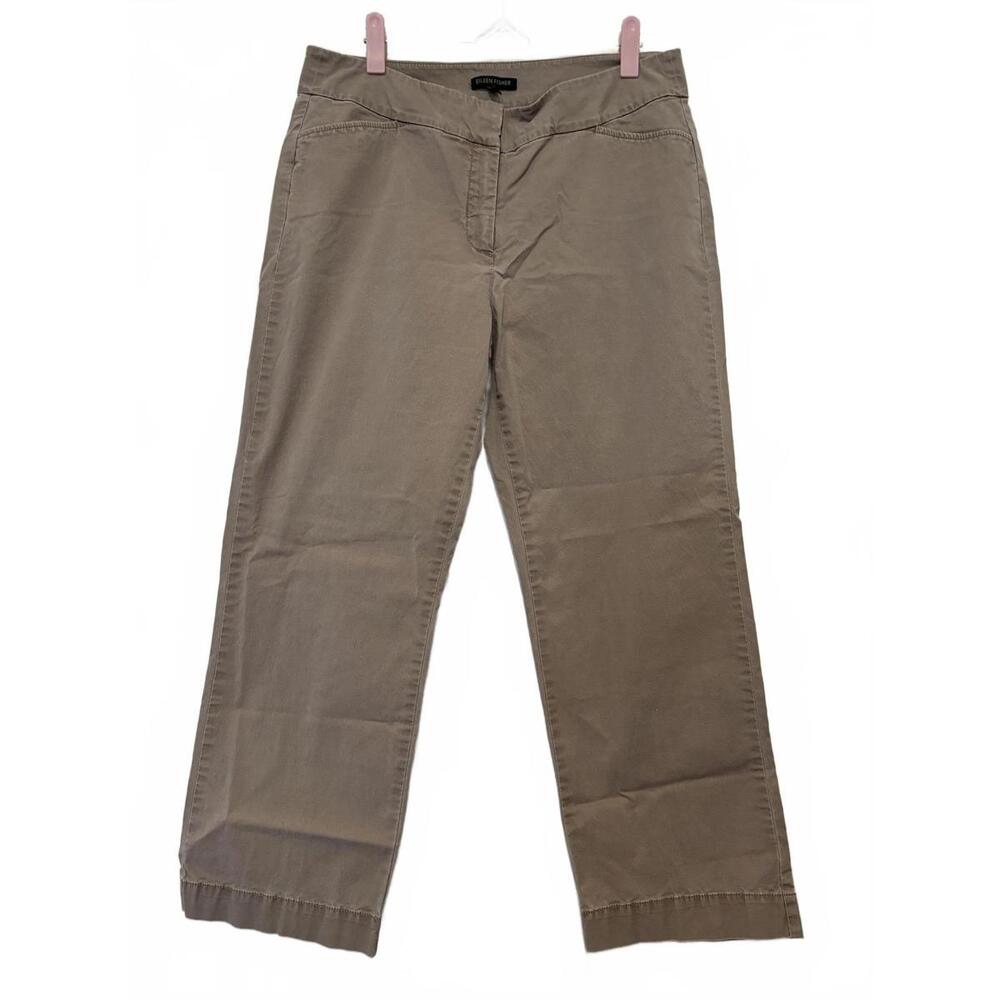 Eileen Fisher‎ beige sz 10 stretch chino straight leg pants #3232